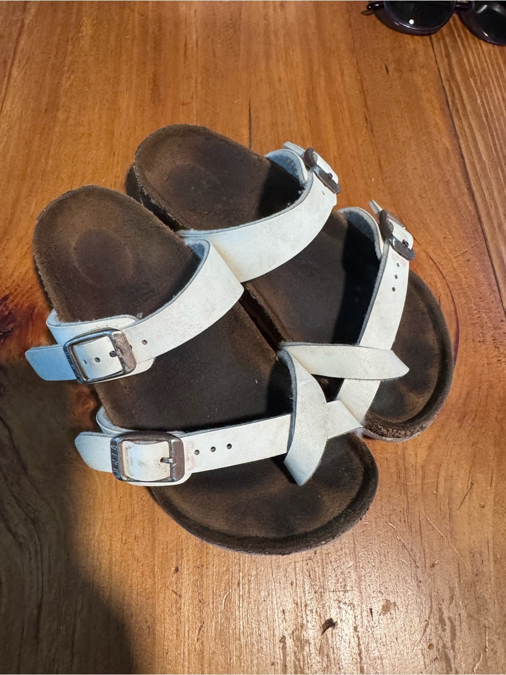 Birkenstock Kids White Double-Buckle Suede Sandals
